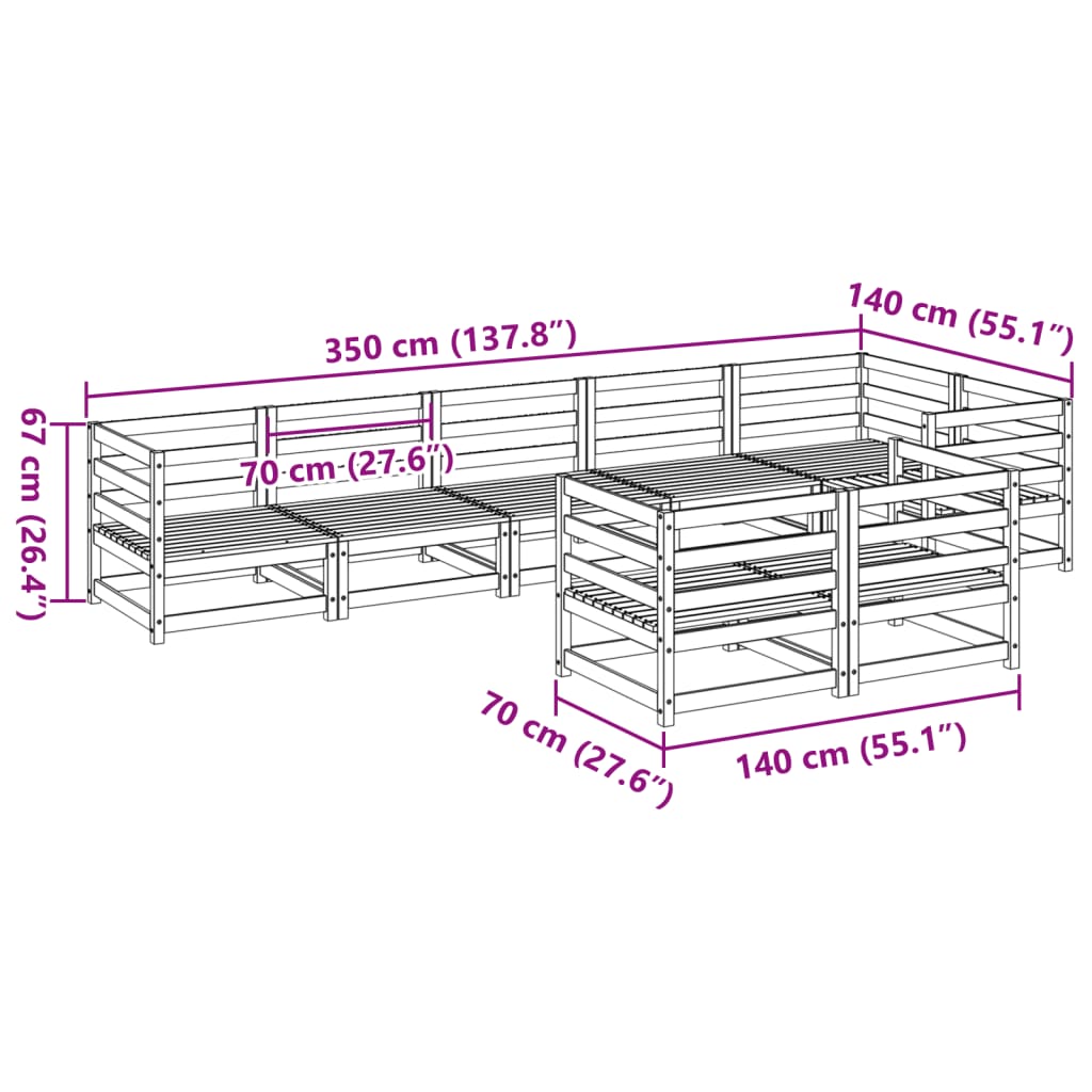 8 Piece Garden Sofa Set Impregnated Wood Pine