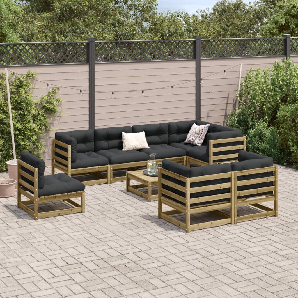 9 Piece Garden Sofa Set Impregnated Wood Pine