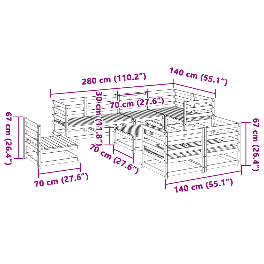 9 Piece Garden Sofa Set Impregnated Wood Pine