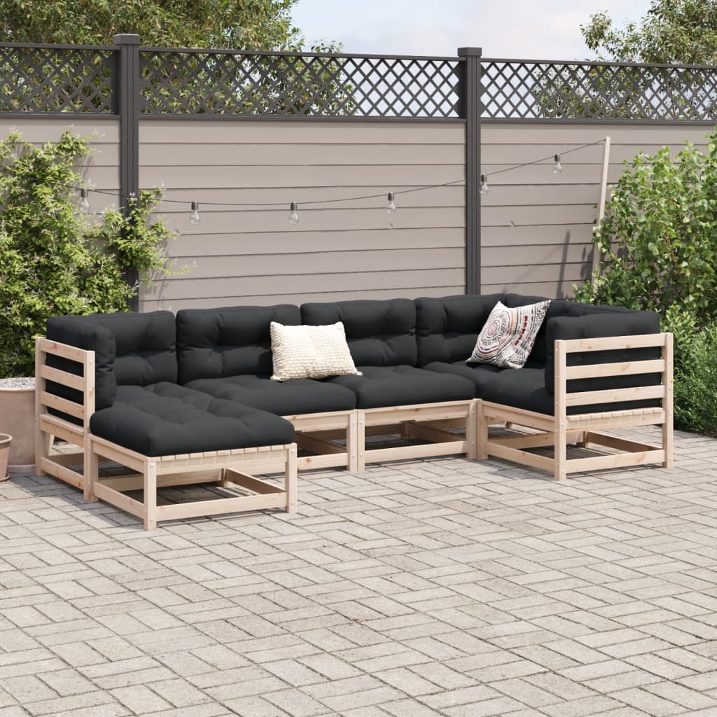 6 Piece Garden Sofa Set Solid Wood Pine