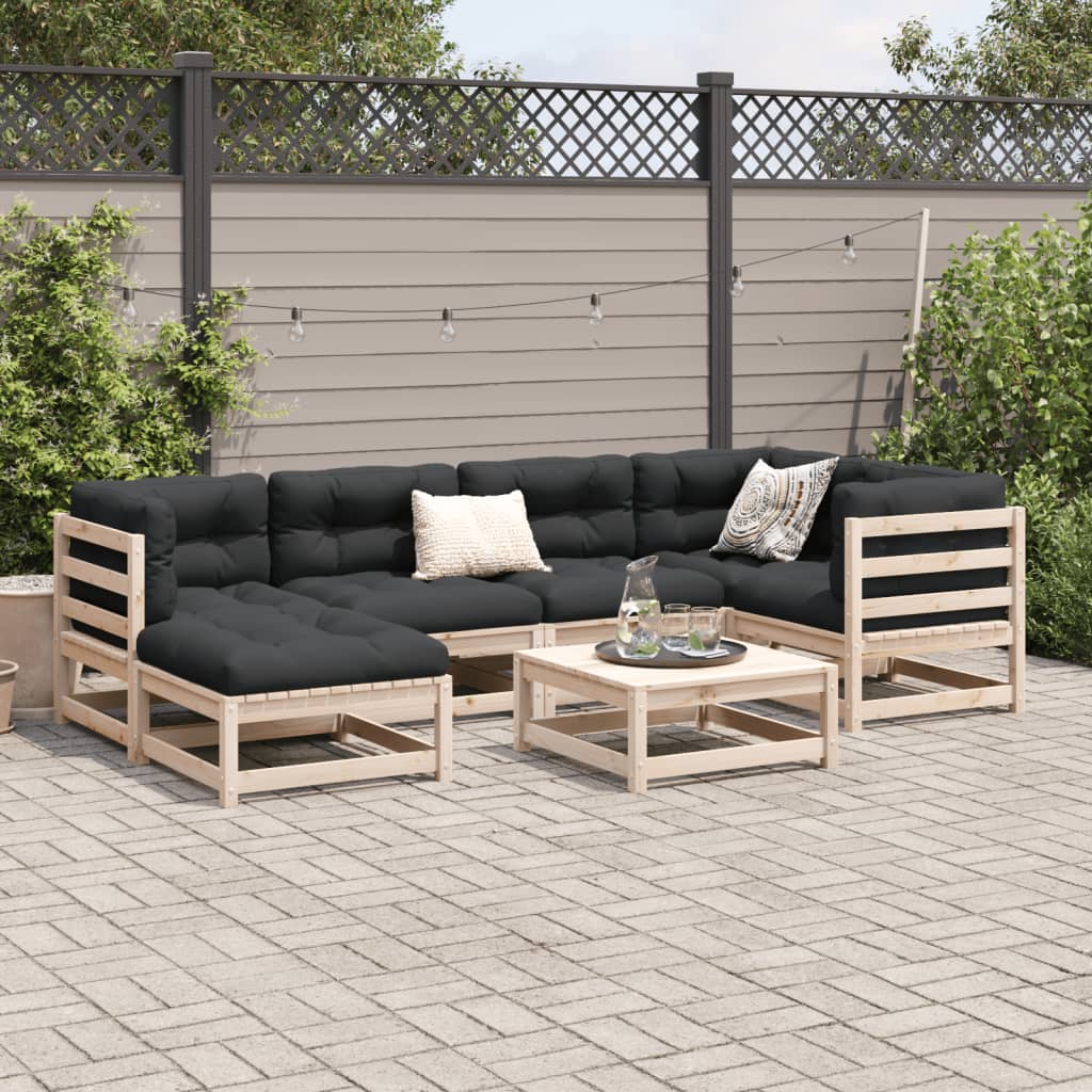 7 Piece Garden Sofa Set Solid Wood Pine