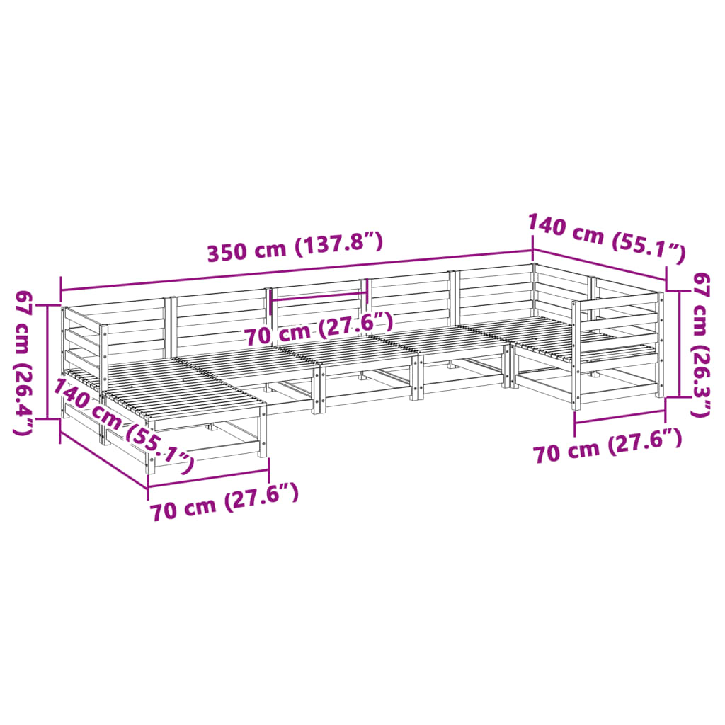 7 Piece Garden Sofa Set Solid Wood Douglas Fir