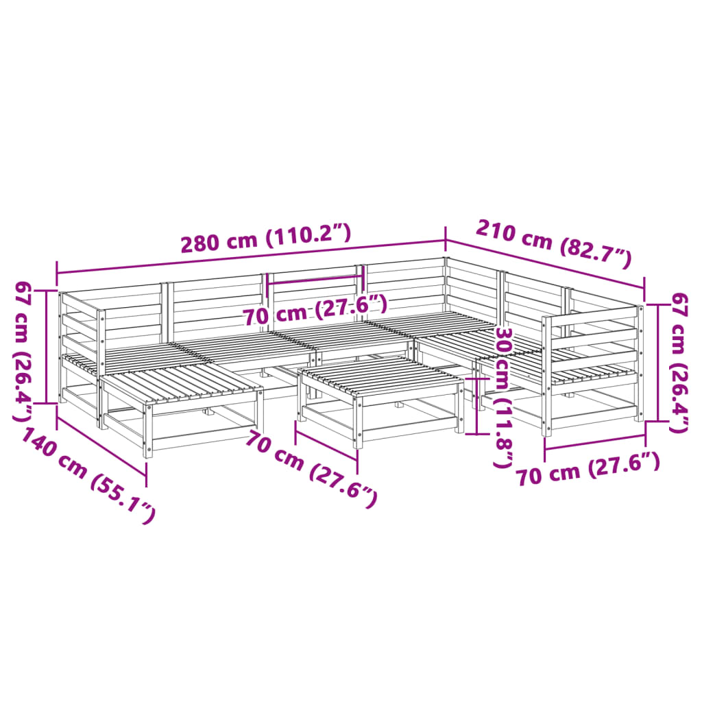 8 Piece Garden Sofa Set Solid Wood Douglas Fir