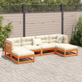 6 Piece Garden Sofa Set Wax Brown Solid Wood Pine