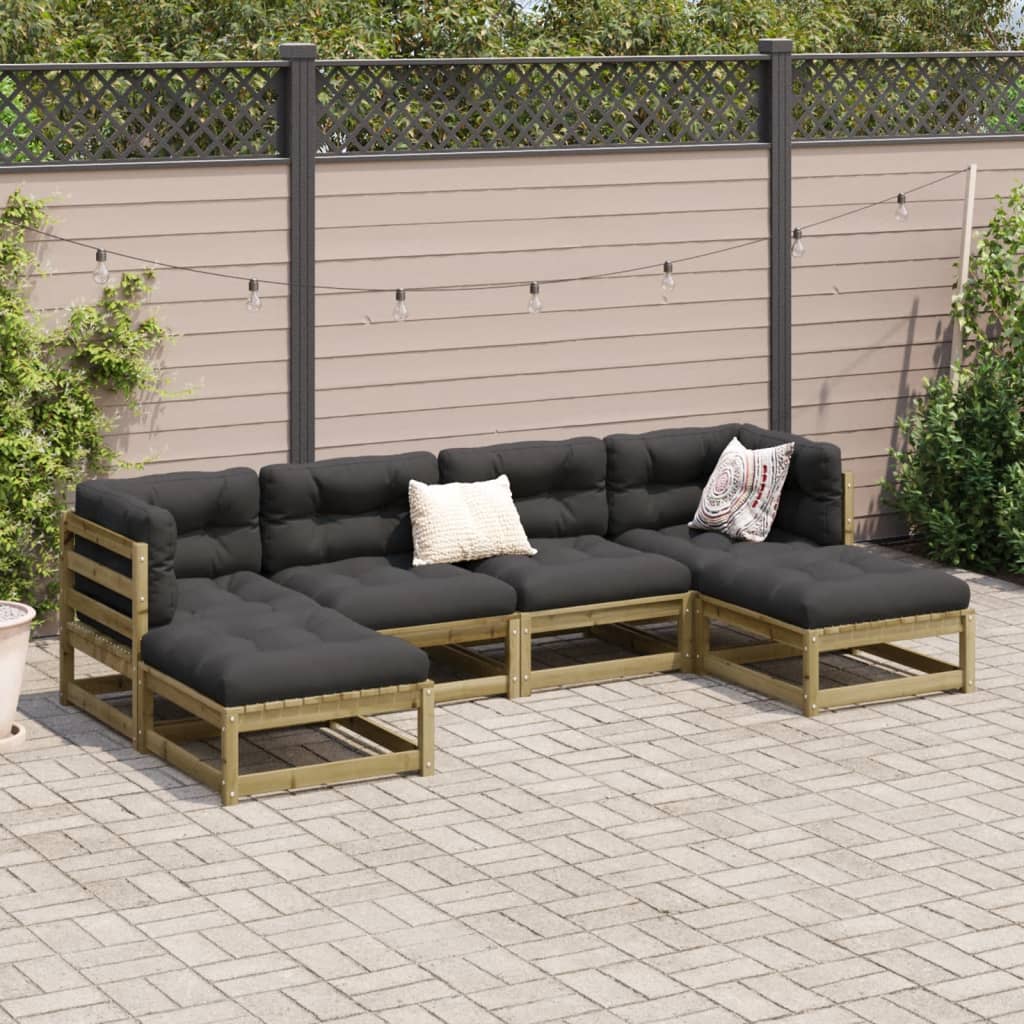 6 Piece Garden Sofa Set Impregnated Wood Pine