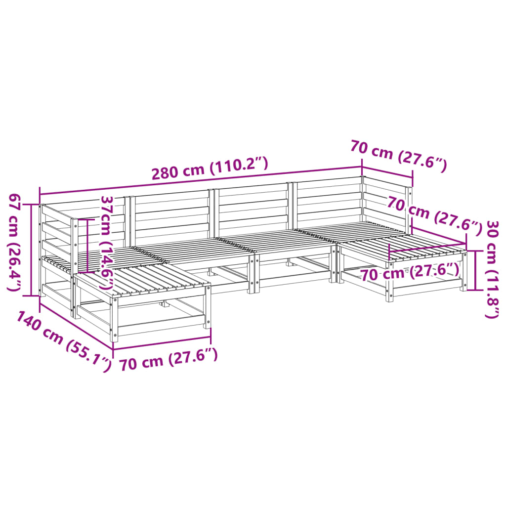 6 Piece Garden Sofa Set Impregnated Wood Pine