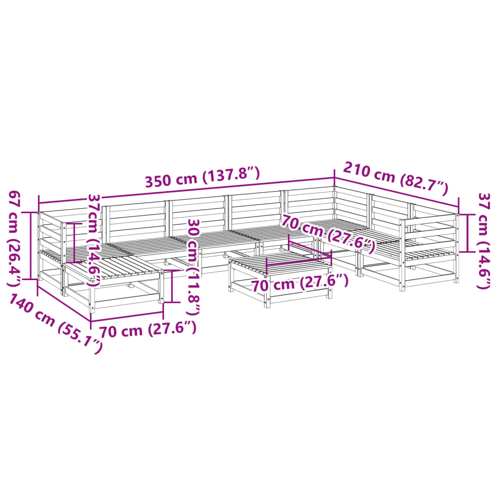 9 Piece Garden Sofa Set Solid Wood Douglas Fir