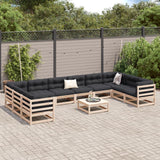 11 Piece Garden Sofa Set Solid Wood Pine