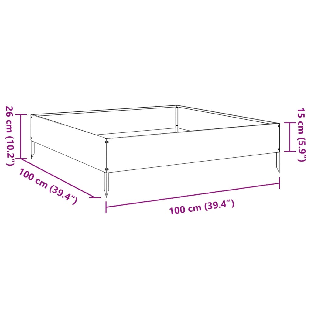 Garden Raised Bed Black 100x100x26 cm Steel