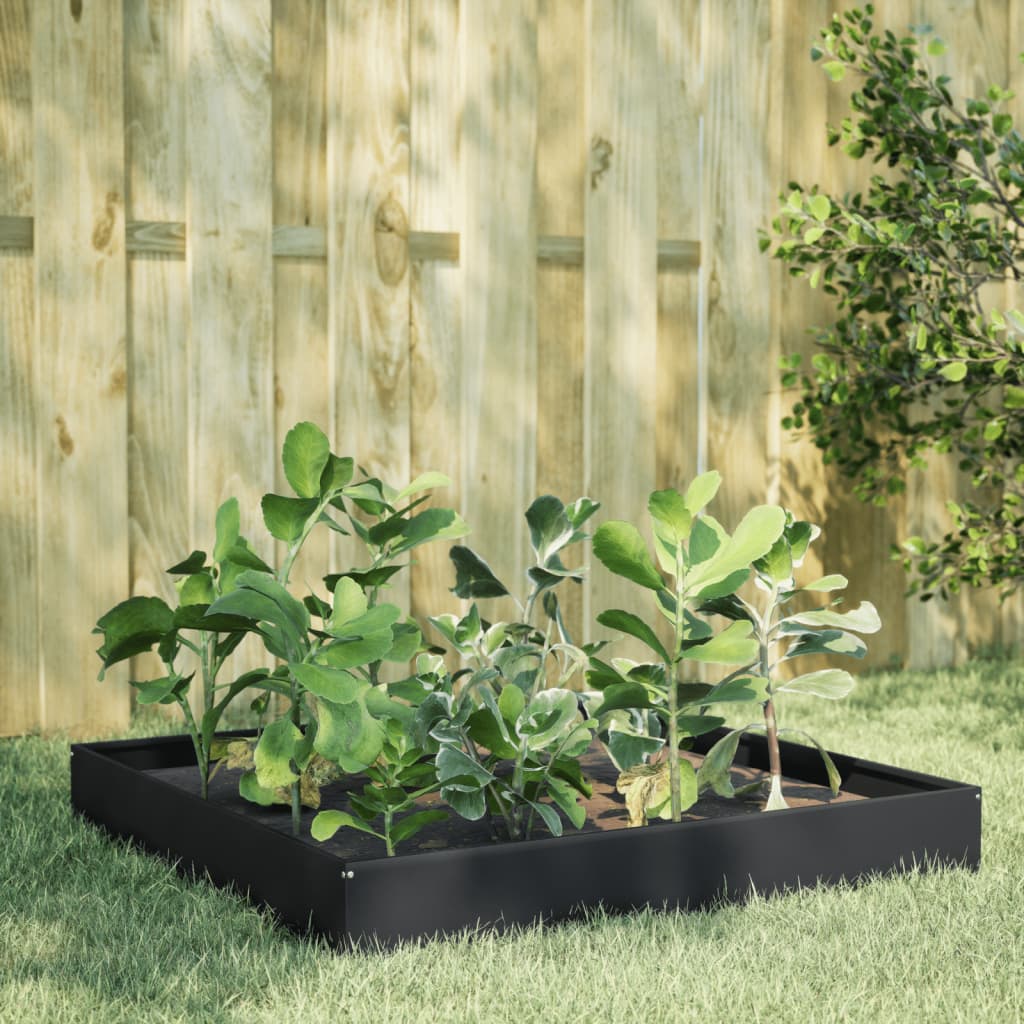 Garden Raised Bed Black 100x100x26 cm Steel