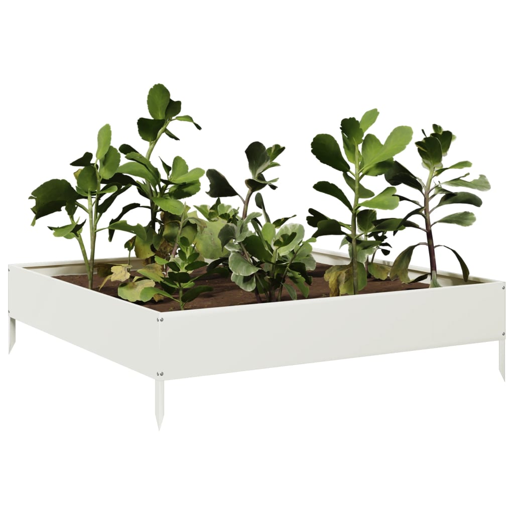 Garden Raised Bed White 100x100x26 cm Steel