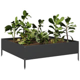 Garden Raised Bed Black 100x100x33.5 cm Steel