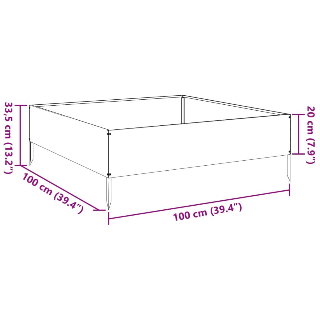 Garden Raised Bed Anthracite 100x100x33.5 cm Steel