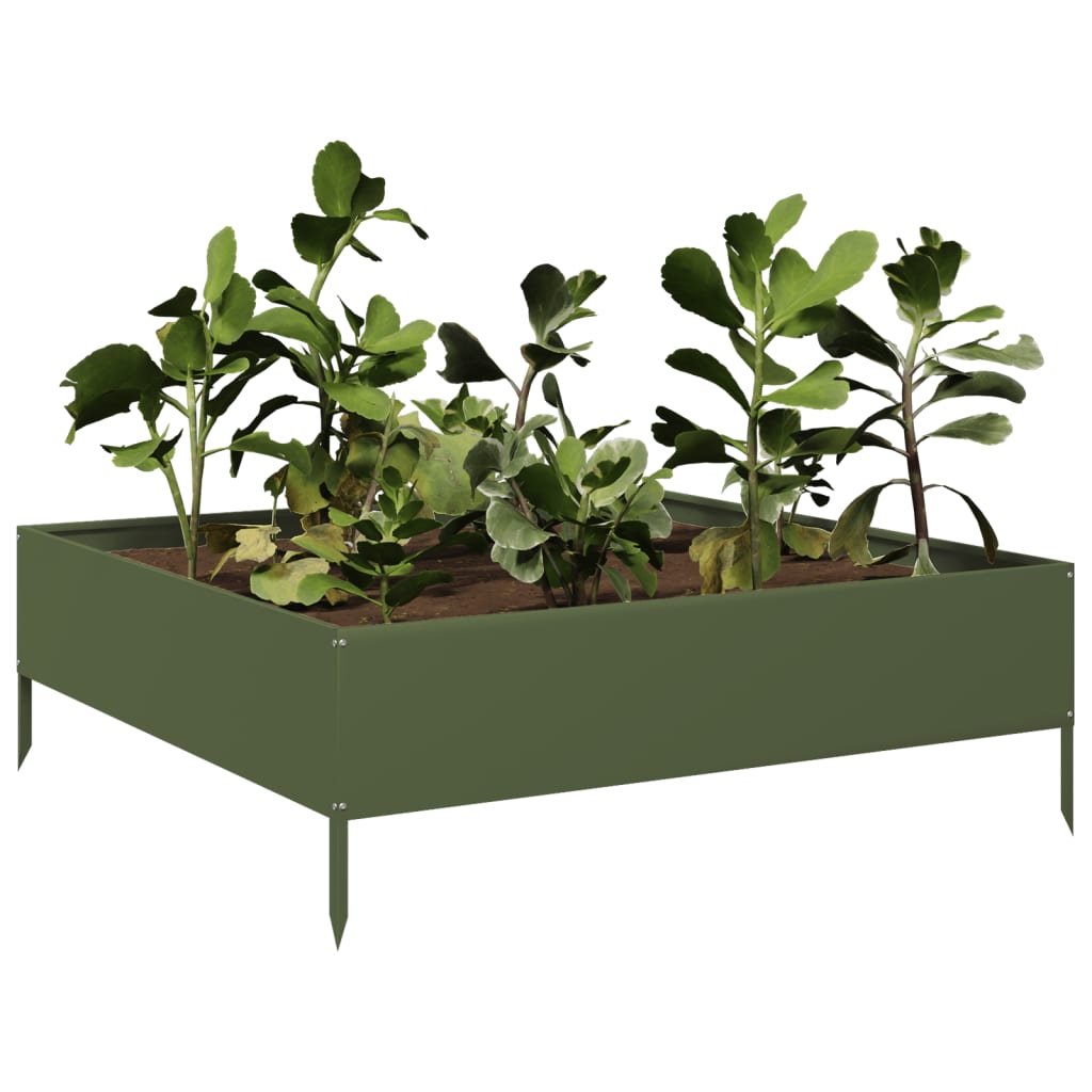 Garden Raised Bed Olive green 100x100x33.5 cm Steel