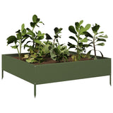 Garden Raised Bed Olive green 100x100x33.5 cm Steel