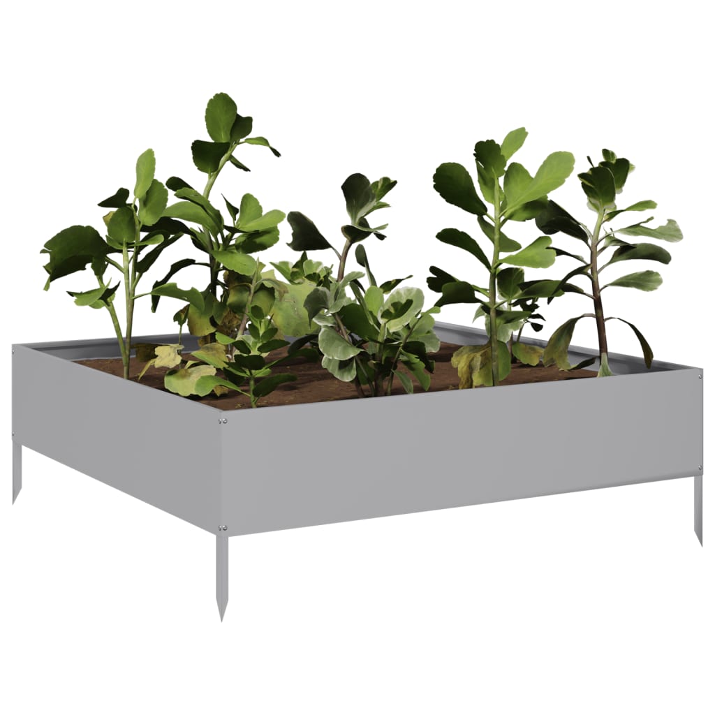 Garden Raised Bed 100x100x33.5 cm Galvanised Steel