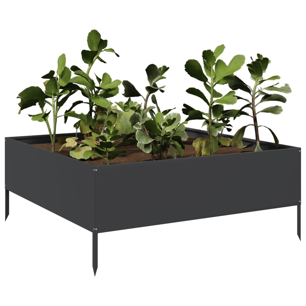 Garden Raised Bed Black 100x100x25 cm Steel