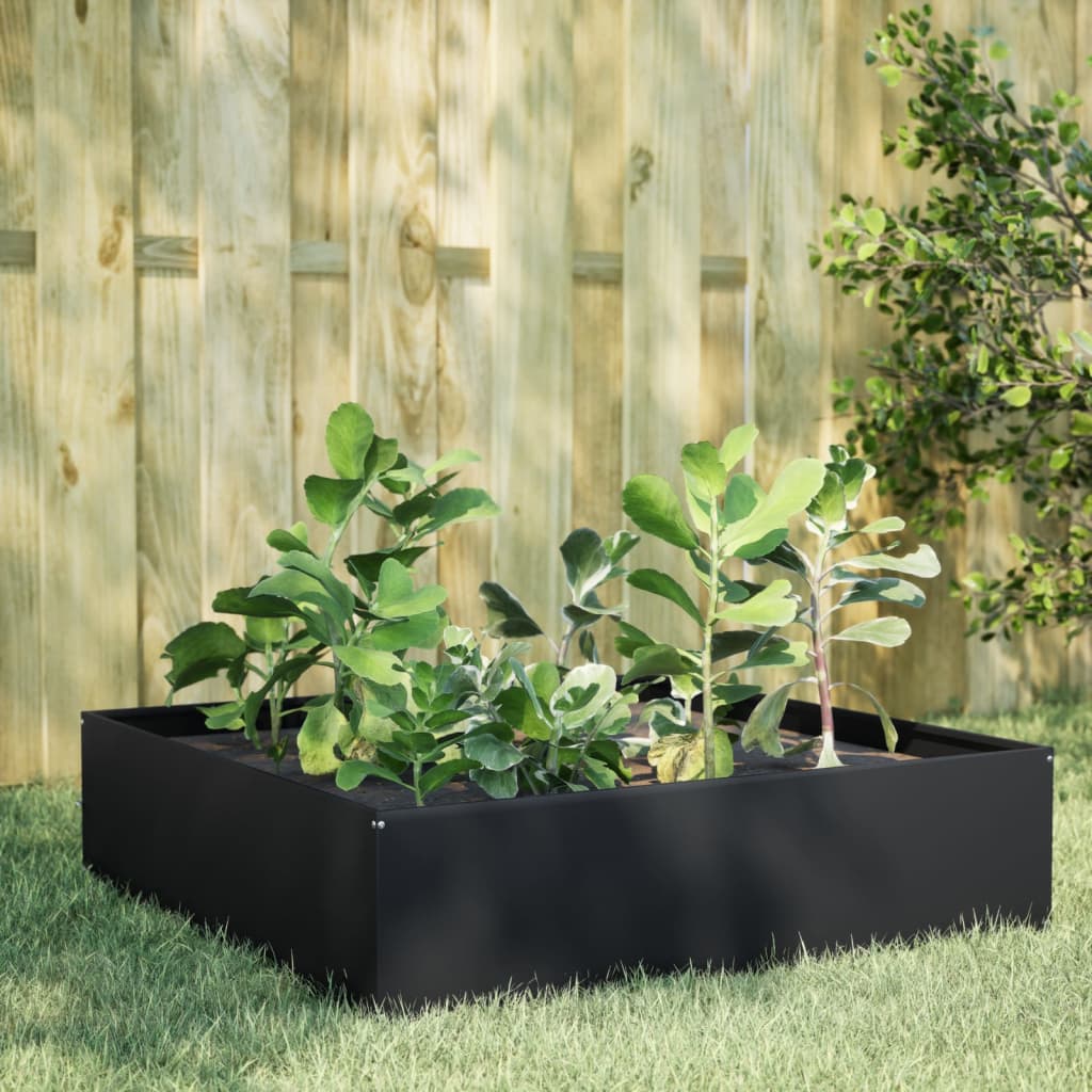 Garden Raised Bed Black 100x100x25 cm Steel