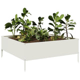 Garden Raised Bed White 100x100x25 cm Steel