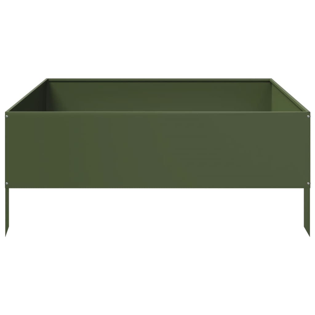 Garden Raised Bed Olive green 100x100x25 cm Steel