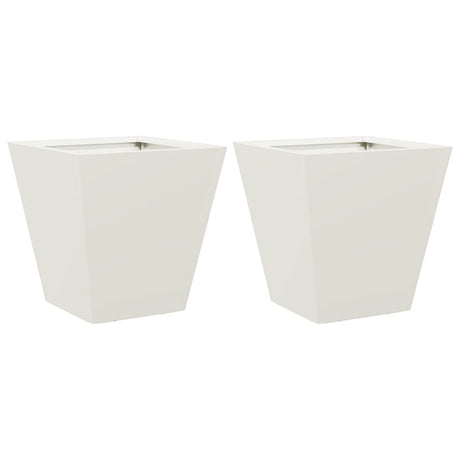 Garden Planters White 2 pcs 30x30x30 cm Steel