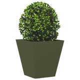 Garden Planters Olive Green 2 pcs 30x30x30 cm Steel