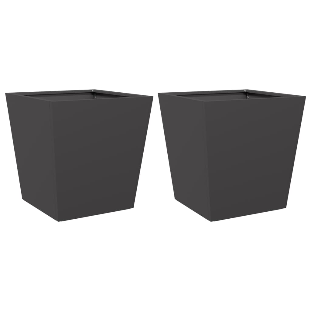 Garden Planters Black 2 pcs 40x40x40 cm Steel