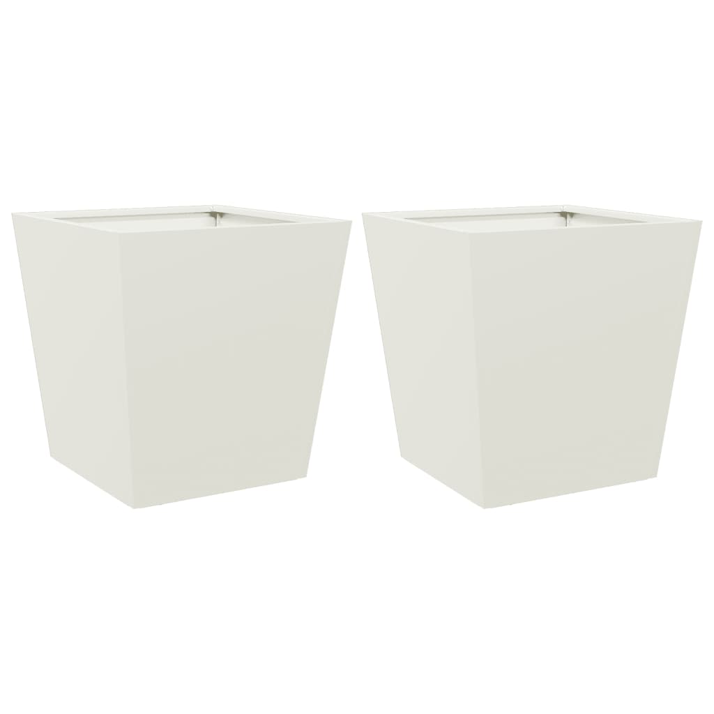 Garden Planters White 2 pcs 40x40x40 cm Steel