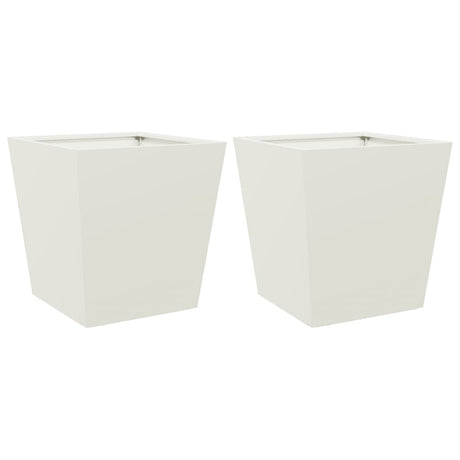 Garden Planters White 2 pcs 40x40x40 cm Steel