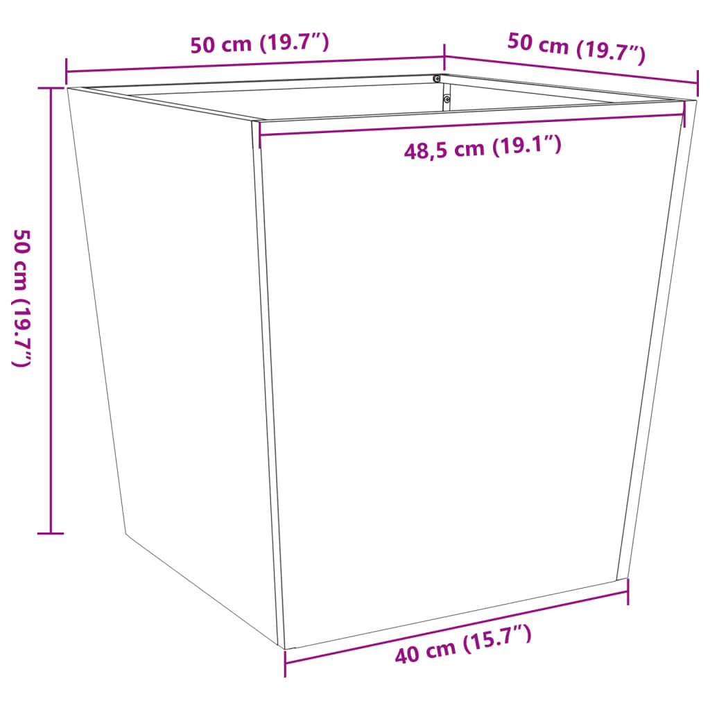 Garden Planter Black 50x50x50 cm Steel