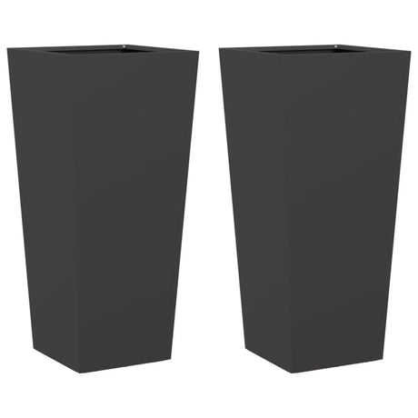 Garden Planters Black 2 pcs 35x35x75 cm Steel