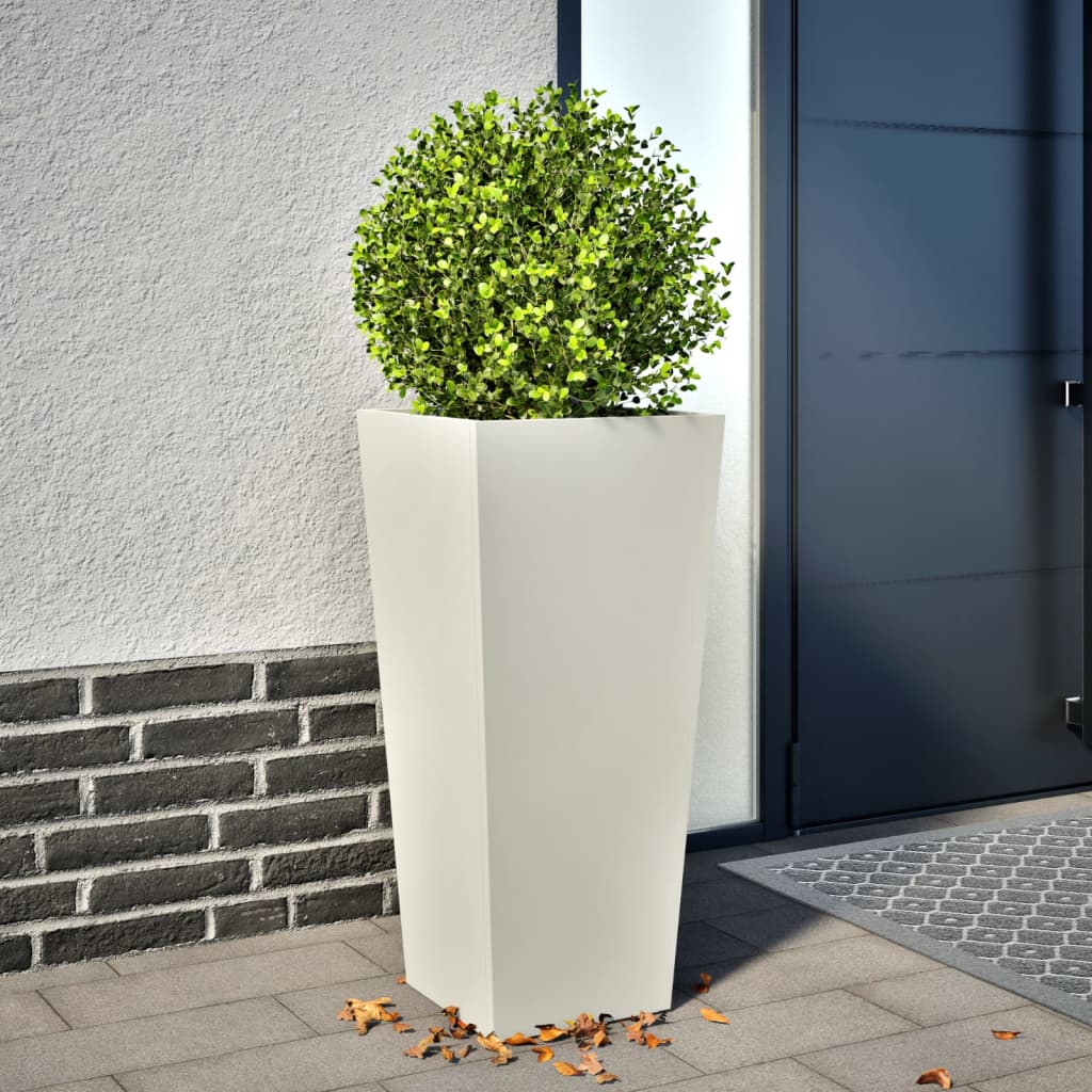 Garden Planter White 35x35x75 cm Steel