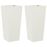 Garden Planters White 2 pcs 35x35x75 cm Steel