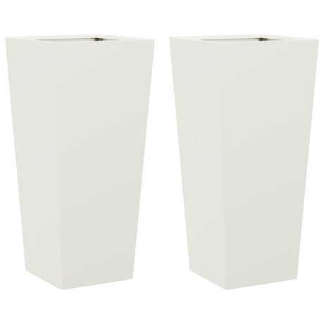 Garden Planters White 2 pcs 35x35x75 cm Steel