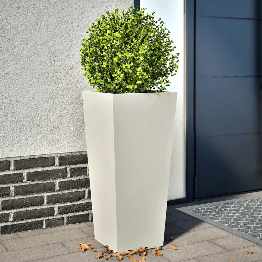 Garden Planters White 2 pcs 35x35x75 cm Steel