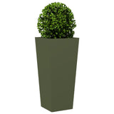 Garden Planters Olive Green 2 pcs 35x35x75 cm Steel