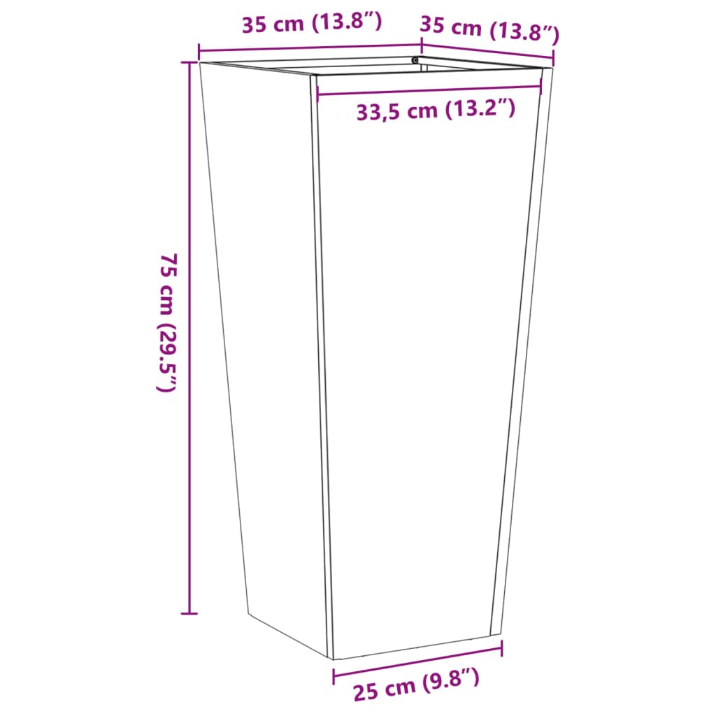 Garden Planter 35x35x75 cm Galvanised Steel