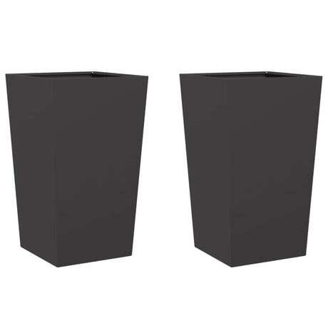 Garden Planters Black 2 pcs 45x45x75 cm Steel