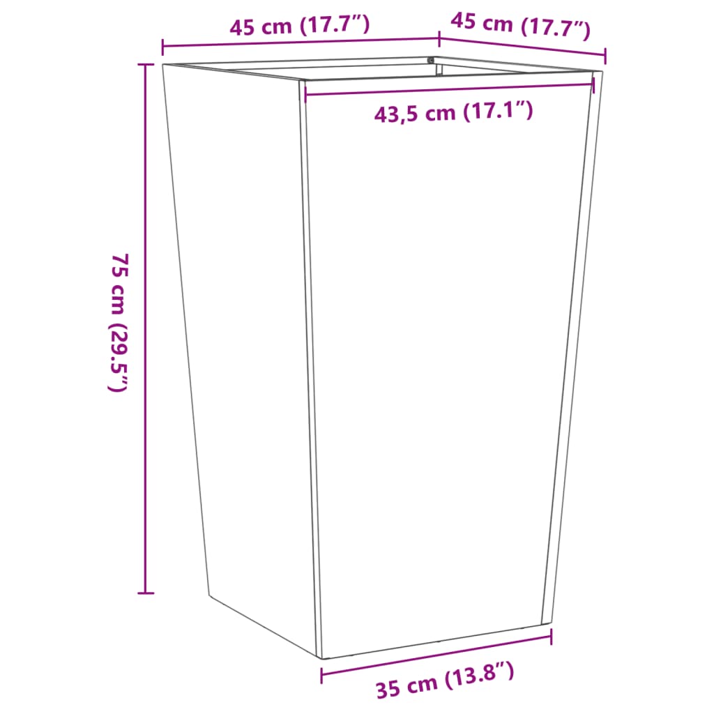 Garden Planter Anthracite 45x45x75 cm Steel