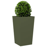 Garden Planter Olive Green 45x45x75 cm Steel