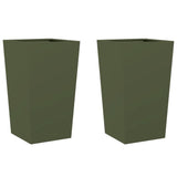 Garden Planters Olive Green 2 pcs 45x45x75 cm Steel