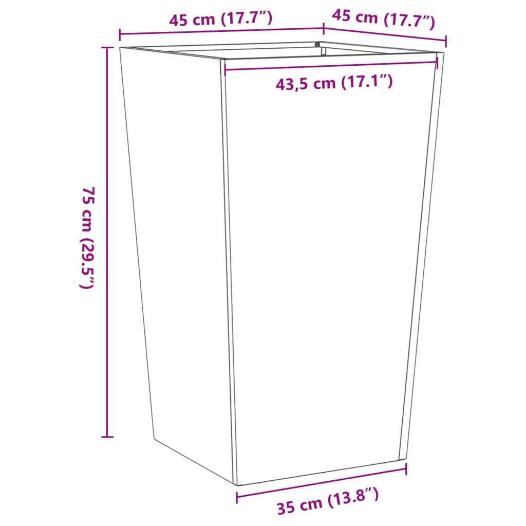 Garden Planter 45x45x75 cm Stainless Steel