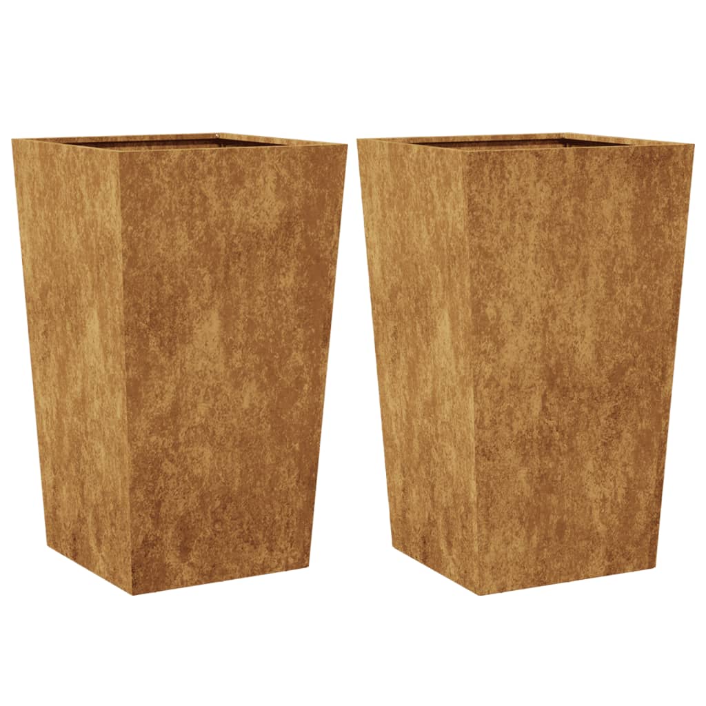 Garden Planters 2 pcs 45x45x75 cm Weathering Steel