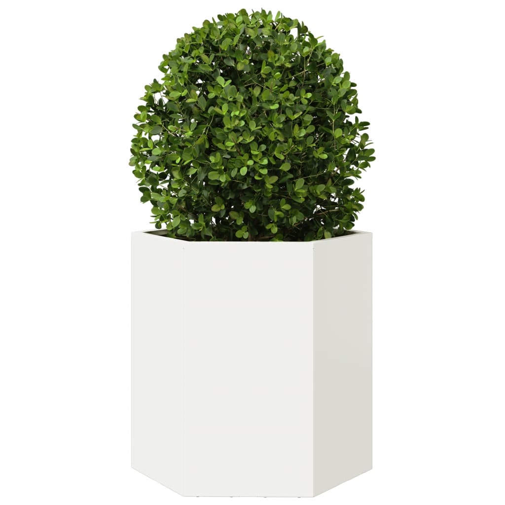 Garden Planter White Hexagon 46x40x45 cm Steel