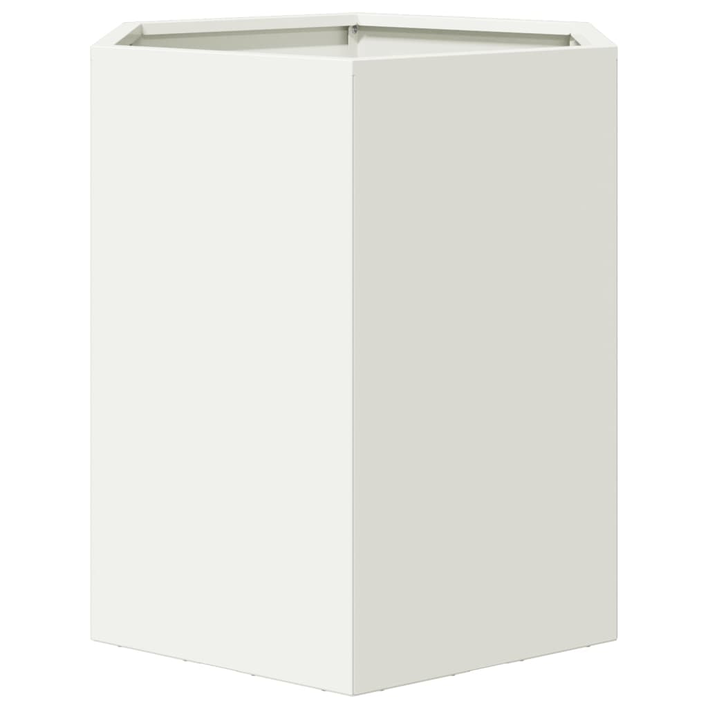 Garden Planter White Hexagon 46x40x45 cm Steel