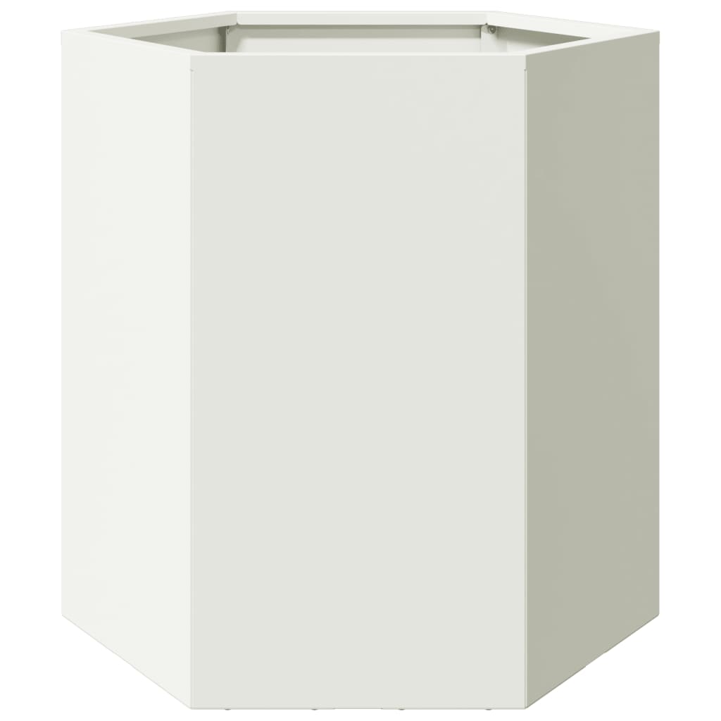 Garden Planter White Hexagon 46x40x45 cm Steel