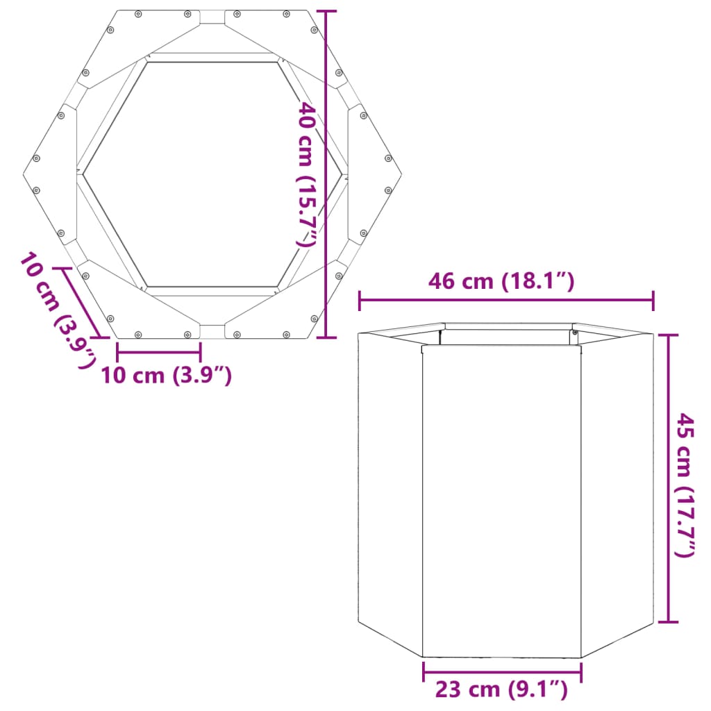 Garden Planter White Hexagon 46x40x45 cm Steel