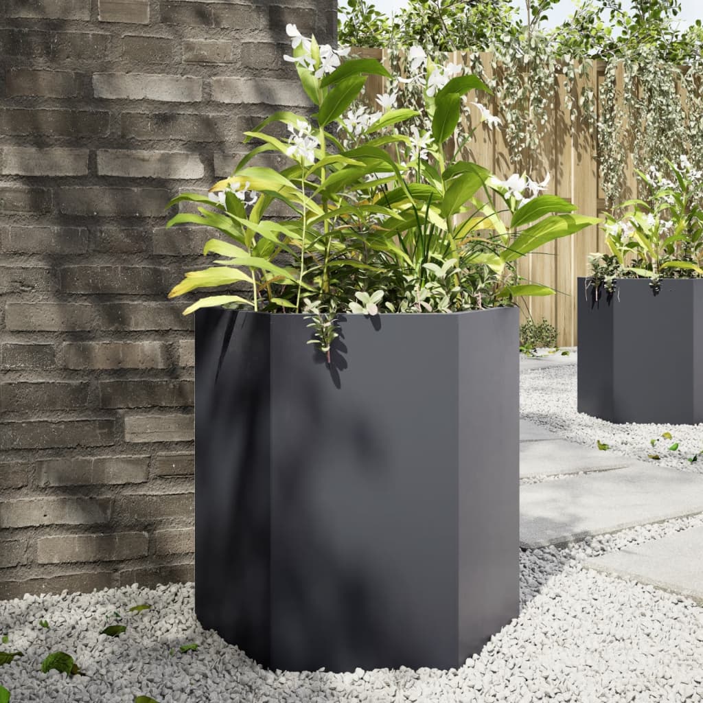 Garden Planter Anthracite Hexagon 46x40x45 cm Steel