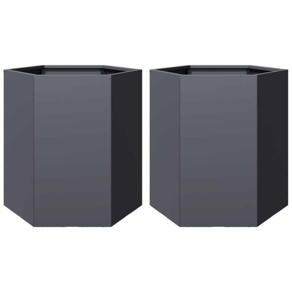 Garden Planter 2 pcs Anthracite Hexagon 46x40x45 cm Steel