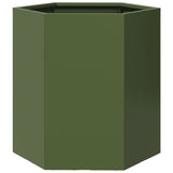 Garden Planter Olive Green Hexagon 46x40x45 cm Steel